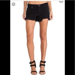 Like New Free People “Shark Bite” 3 Button Fly Denim Short in Black